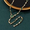 Brass Pave Cubic Zirconia Heart Pendant Y Tassel Necklaces for Women NJEW-A071-01G-05-3