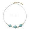 Ocean Sea Animals Synthetic Turquoise & Natural Cultured Freshwater Pearl & Glass Seed Beaded Necklaces for Women NJEW-JN06127-02-4