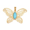 Butterfly Rack Plating Alloy Pave Imitation Turquoise Resin Pendants FIND-N005-47G-1