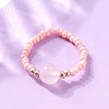 Natural Rose Quartz Stretch Rings RJEW-JR00255-03-4