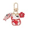 Fortune Cat Fish Flower Alloy Enamel Pendant Decorations HJEW-JM02873-01-2