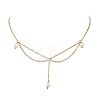 White Round Shell Pearl Pendant Brass Cable Chain Necklaces for Women NJEW-JN06349-2