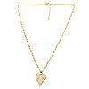 Brass Micro Pave Clear Cubic Zirconia Two Tone Heart Pendant Necklaces WGF7FF4-03-3