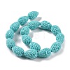 Dyed Synthetical Coral Teardrop Shaped Carved Flower Bud Beads Strands CORA-L009-M-2