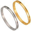 2Pcs 2 Colors 6MM Egg Shaped 201 Stainless Steel Grooved Hinged Bangles STAS-SC0021-30-1