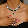 Teardrop Alloy Rhinestone Pendant Necklaces & Stud Dangle Earrings Sets FS-WG1DC8E-02-1