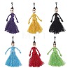 Halloween Cotton Threads Tassel & Synthetic Turquoise Skull Pendant Decorations HJEW-JM03757-2