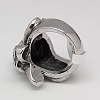 304 Stainless Steel Pirate Style Skull Wide Rings RJEW-F006-279-3