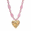 Zinc Alloy Textured Heart Pendant Resin Beaded Necklaces for Women FS-WG268AD-06-1
