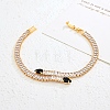 Snake Brass Pave Cubic Zirconia Link Chain Bracelets UA5889-2-2