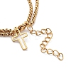 New stainless steel gold square bead chain cross double-layer chain bracelet for men and women's bracelets GK1809-1-3