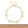Ocean 304 Stainless Steel Starfish Link Chain Bracelets with Natuarl Pearl for Women BJEW-JB14332-4