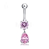 316L Surgical Stainless Steel Cubic Zirconia Teardrop Dangle Belly Rings WG1D57E-01-2