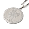 Non-Tarnish Flat Round 304 Stainless Steel Saint Michael Medal Pendant Necklaces for Women and Men NJEW-F324-08P-1