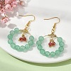 Imitation Jade Glass Beaded Ring Dangle Earrings EJEW-JE05568-02-3