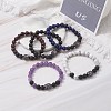 Natural Mixed Stone & Natural Lava Rock Round Beads Energy Power Stretch Bracelet for Girl Women BJEW-JB07041-3
