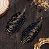 Bohemian Handmade Glass Seed Beads Tassel Dangle Earrings ZR0376-2