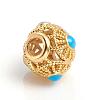 Matte Gold Color Brass Hollow Beads KK-L155-07A-2