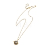 Natural Labradorite Copper Wire Wrapped Planet Pendant Brass Cable Chain Necklaces for Women NJEW-TA00260-04-3