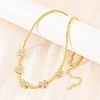 Brass Micro Pave Clear Cubic Zirconia Butterfly and Round Beaded Necklaces KK-CBA4547-13G-2