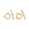 Brass Micro Pave Clear Cubic Zirconia Toggle Clasps KK-E068-VC174-2