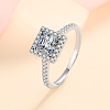 Square Rhodium Plated 925 Sterling Silver Pave 5.5mm Cubic Zirconia Finger Rings for Women WG02E28-20-3