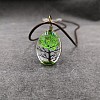 Alloy Wire Wrapped Oval Glass Inner Dried Flower Tree Pendant Waxed Cord Necklaces for Women FS-WG6B63C-17-1