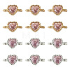 12Pcs 2 Colors Brass Pave Cubic Zirconia Heart Links Connector Charms KK-TA0003-48B-1