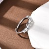 Brass with Cubic Zirconia Cuff Rings for Women RJEW-B160-07B-P-2