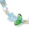 Natural Dyed Yellow Jade & Plastic Imitation Pearl Braided Bead Bracelets for Women BJEW-MZ00308-02-3