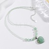 Bohemian Natural Green Aventurine Heart Pendant Round Beaded Necklaces for Women MR6044-2-1
