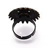 Adjustable Flower Alloy & Iron Rhinestone Bezel Cup Ring Base with Rotatable Tray MAK-T012-04AB-3