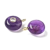 Natural Amethyst Flat Round Pendants G-H318-01G-11-2