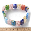 Handmade Millefiori Lampwork Beaded Stretch Bracelets for Men Women BJEW-G738-01C-14-5