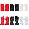 6 Pairs 6 Style Flower Pattern Lace Gloves AJEW-GA0006-10-1