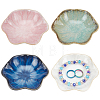 4Pcs 4 Colors Flambed Glazed Lotus Leaf Multi-Use Jewelry Plate for Rings Necklace Bracelet Display AJEW-FG0003-59-1