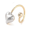 Brass Heart Open Cuff Ring for Women RJEW-C102-13GP-1