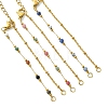 304 Stainless Steel Satellite  Chain & Faceted Round Mixed Gemstone Beads Link Chain Bracelet Making AJEW-JB01622-3