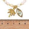 Ocean 304 Stainless Steel Coconut Tree and Brass Enamel Horse Eye Pendant AB Color Natural Freshwater Shell Round Beaded Necklaces NJEW-JN06320-3