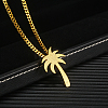 Hip Hop Stainless Steel Sandblasted Palm Tree Pendant Necklaces for Men DF1150-1-1
