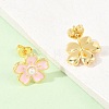 Flower Brass Enamel Stud Earrings EJEW-T051-08A-2
