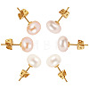 6Pcs 3 Colors Natural Cultured Freshwater Pearl Stud Earrings EJEW-TAC00027-3