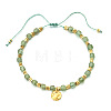 Bohemian Style Natural Peridot Cube Braided Bead Bracelet YV1392-7-1