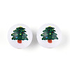 Christmas Printed Opaque Acrylic Round Beads OACR-T029-08F-1