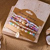 Bohemian Resin & Alloy & Glass Beads & Shell & Plastic Pearls Beaded Stretch Bracelets BJEW-Z169-01C-1