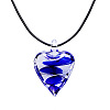 Glass Heart Pendant Black Waxed Cord Necklaces for Women FS-WG555DD-03-1