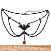 Iron & Round Resin Halloween Bat Pendant 3 Layered Necklaces for Women NJEW-A055-01A-EB-3