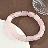 Column Natural Rose Quartz Beads Stretch Bracelets for Women Men BJEW-A148-01A-25-3