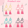 ANATTASOUL 4 Pairs 4 Colors Alloy Flamingo Chandelier Earrings EJEW-AN0004-43-2