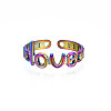 Ion Plating(IP) Rainbow Color 304 Stainless Steel Word Love Open Cuff Ring for Women RJEW-S405-262M-2